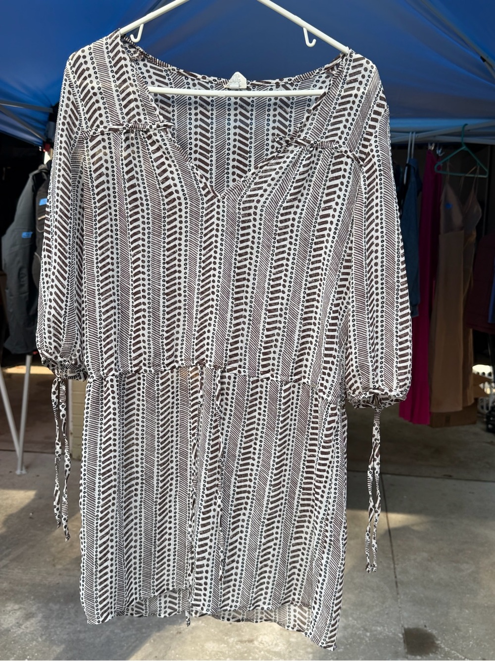 Merona Brown and White Patterned Swim Coverup